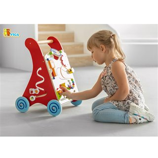 Viga Toys - Activiteiten Duw- Loopwagen - Rood